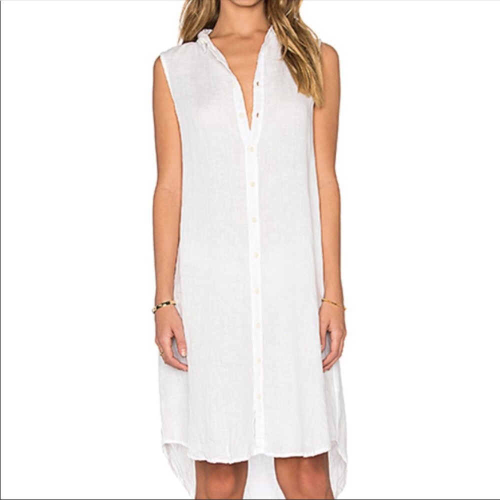 CP Shades White Linen Mara Shirtdess Duster Vest